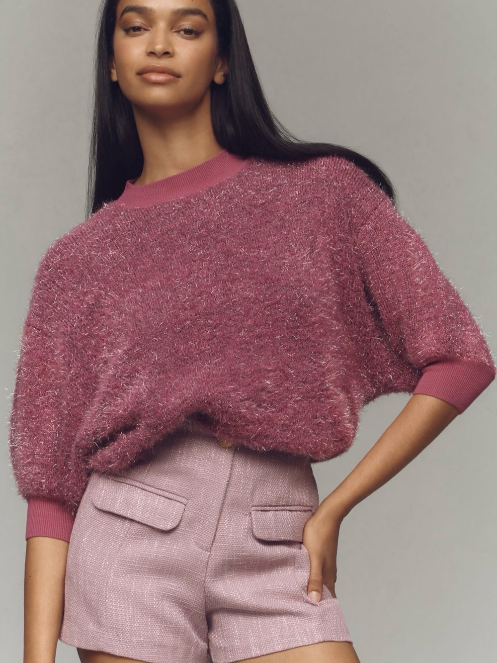 Maeve - Violetta Short Sleeve Tinsel Sweater by Maeve - New With Tags